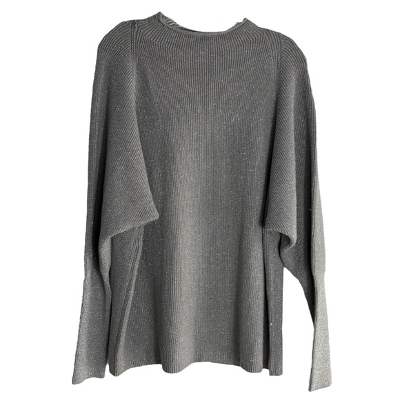 Maurices Sweaters - MAURICES Mock Neck Sparkly Metallic Knit Sweater in Gray Size XL—HOLIDAY VIBES